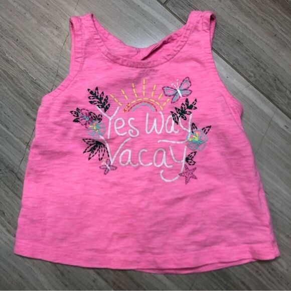 Baby Gap Toddler Yes Way Vacay Tank T-Shirt Sunrise Butterfly Floral Pink 3T EUC - Picture 2 of 9